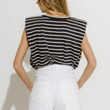 Padded Shoulder Stripe T-Shirt