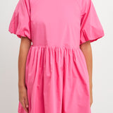 Short Balloon Sleeve Mini Dress