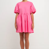 Short Balloon Sleeve Mini Dress