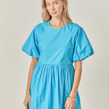 Short Balloon Sleeve Mini Dress