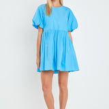 Short Balloon Sleeve Mini Dress