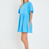 Short Balloon Sleeve Mini Dress