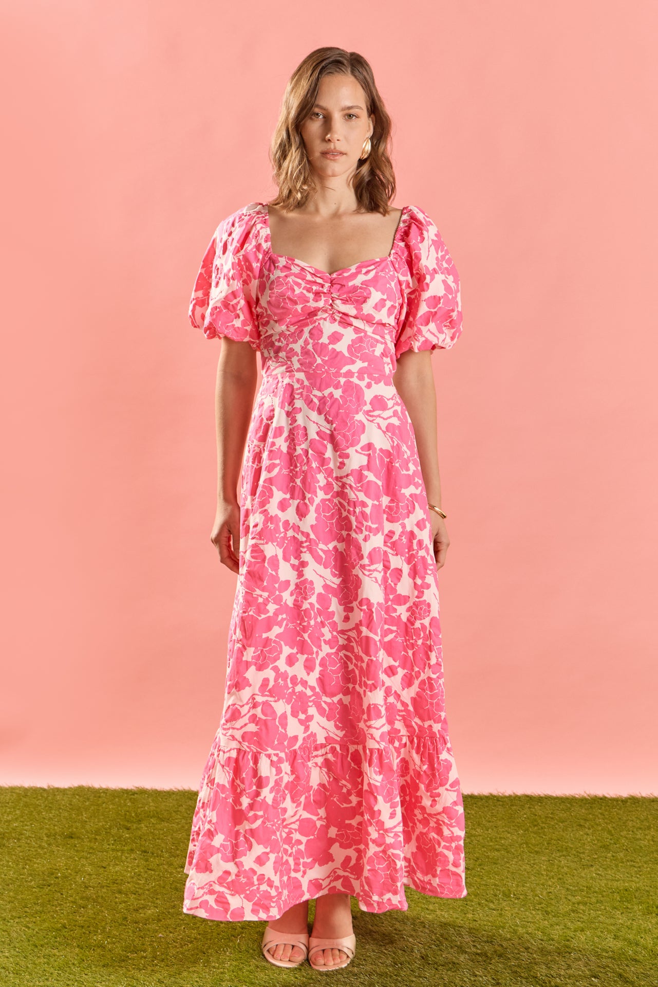 Floral Print Maxi Dress FUCHSIA / XS