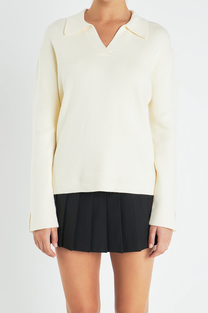 Collared Knit Sweater  English Factory