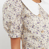 Oversized Collar Floral Top