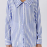 Ruffled-Collar Striped Shirt