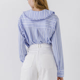 Ruffled-Collar Striped Shirt