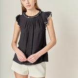 Contrast Stitch Sleeveless Top