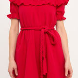 Ruffled Dress with Thick Waist Strap