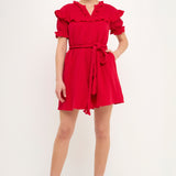 Ruffled Dress with Thick Waist Strap