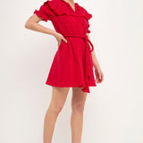 Ruffled Dress with Thick Waist Strap