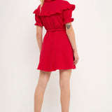 Ruffled Dress with Thick Waist Strap