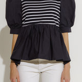 Knit With Poplin Mixed Top