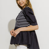 Knit With Poplin Mixed Top