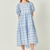 Check Print Midi Dress