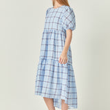 Check Print Midi Dress