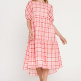 Check Print Midi Dress