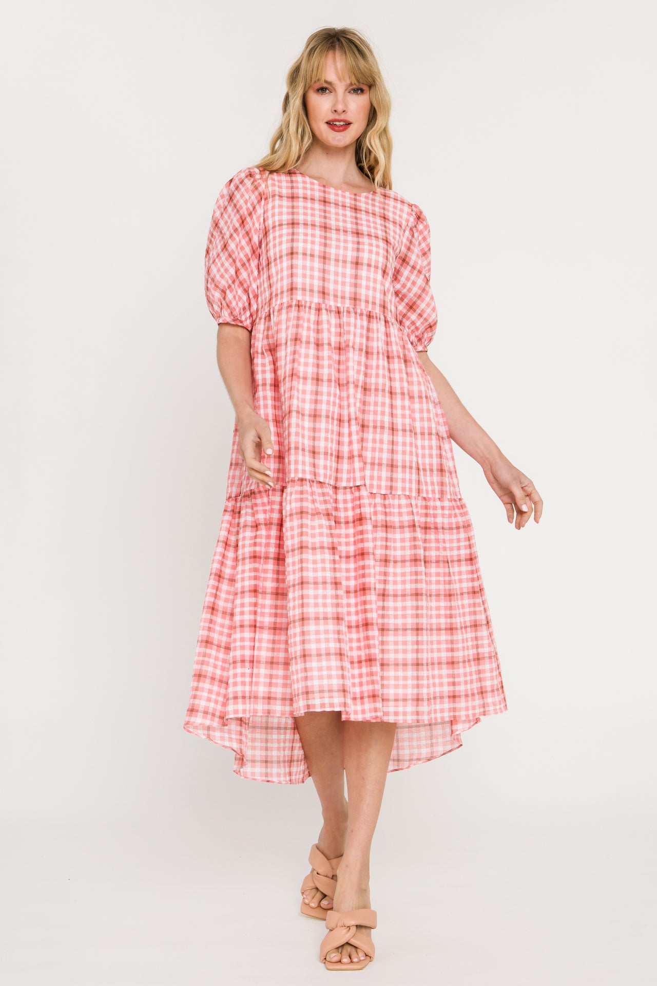 Check Print Midi Dress
