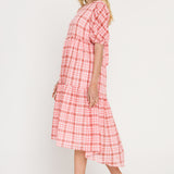 Check Print Midi Dress