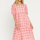 Check Print Midi Dress