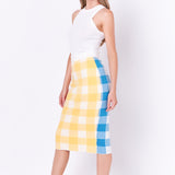Multi Gingham Pencil Skirt