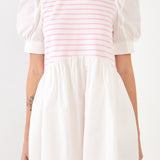 Puff Sleeve High Low Knit Combo Dress