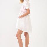 Puff Sleeve High Low Knit Combo Dress