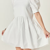Puff Sleeve High Low Knit Combo Dress