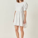Puff Sleeve High Low Knit Combo Dress
