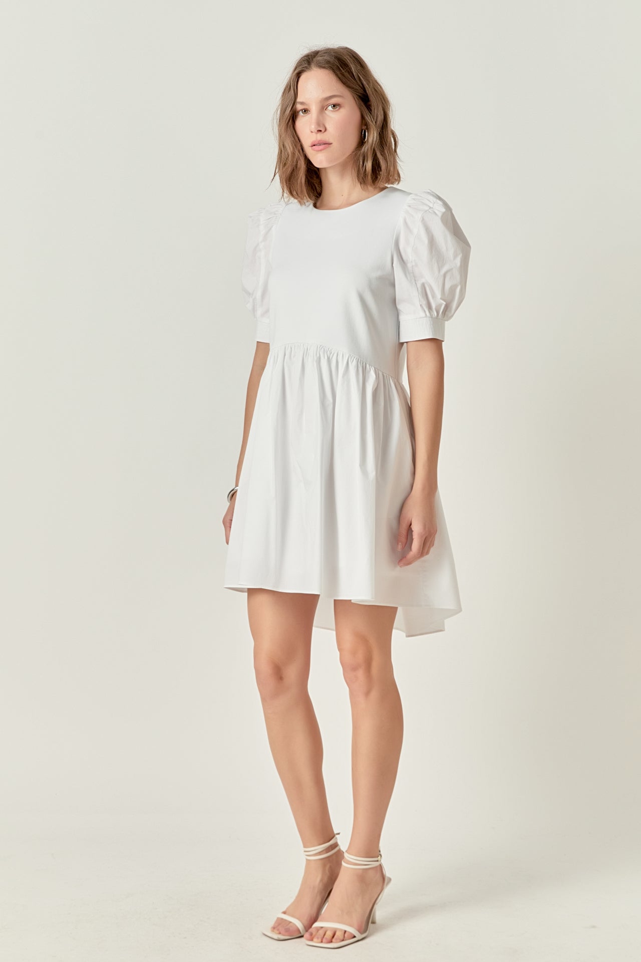 English Factory - High Low Knit Combo Dress White / XS English Factory - High Low Knit Combo Dress White / XS