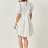 Puff Sleeve High Low Knit Combo Dress