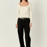 Scallop Hem Long Sleeve Sweater