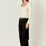 Scallop Hem Long Sleeve Sweater