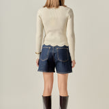 Scallop Hem Long Sleeve Sweater