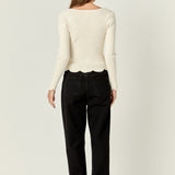 Scallop Hem Long Sleeve Sweater