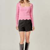 Scallop Hem Long Sleeve Sweater