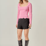 Scallop Hem Long Sleeve Sweater