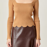 Scallop Hem Long Sleeve Sweater