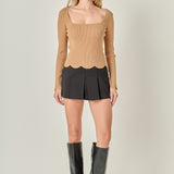 Scallop Hem Long Sleeve Sweater