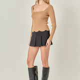 Scallop Hem Long Sleeve Sweater