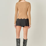 Scallop Hem Long Sleeve Sweater