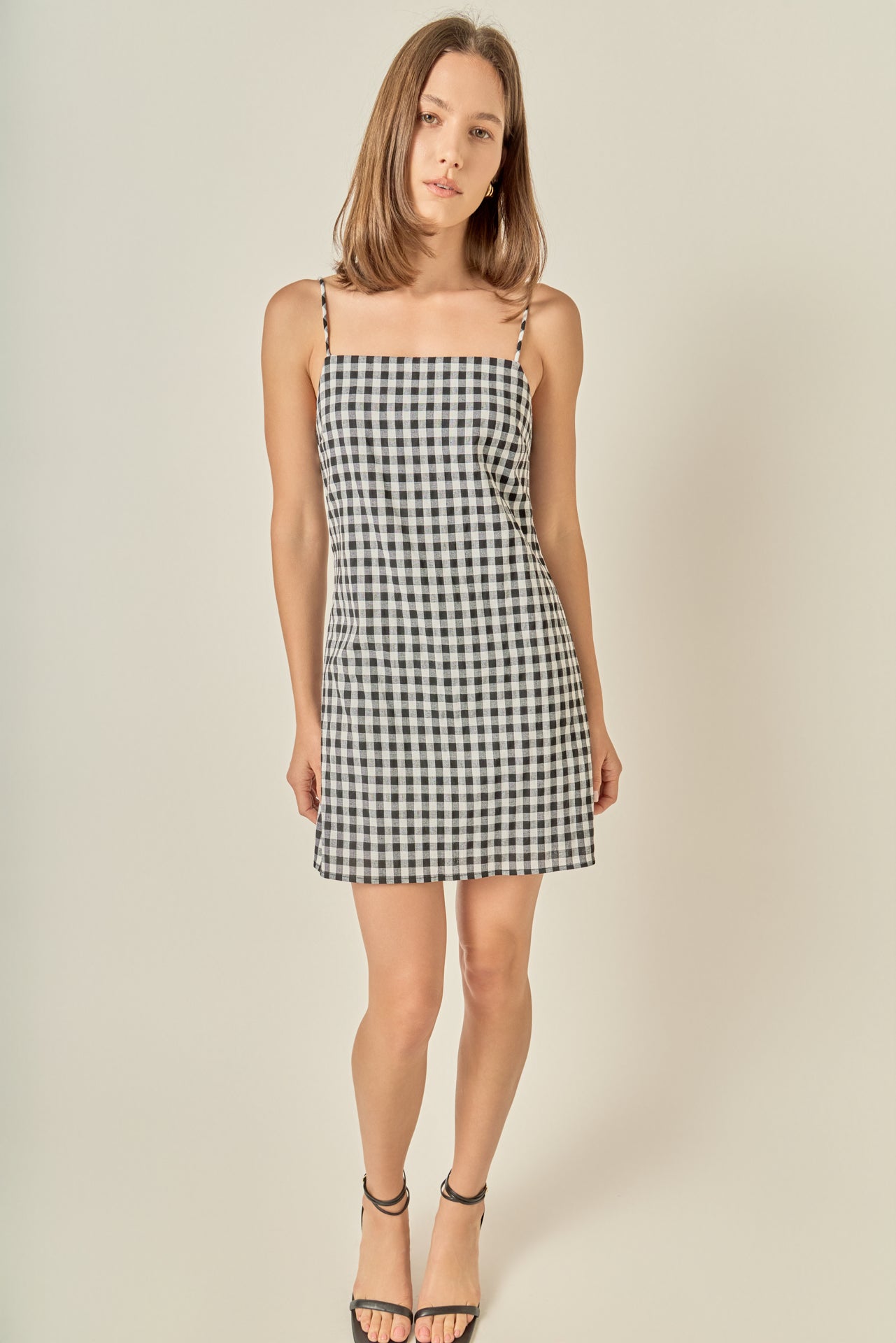 Gingham Slip Mini Dress – English Factory