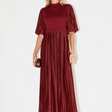 Pleated Mix Media Maxi Dress