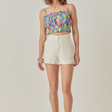 Floral Print Ruffled Cropped Top