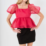 Sheer Organza Baby Doll Top