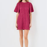 Tiered Jersey Mini Dress With Embroidery