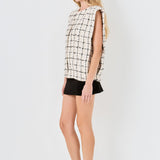 Premium Tweed Vest with Shoulder Pads