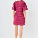 Tiered Jersey Mini Dress With Embroidery