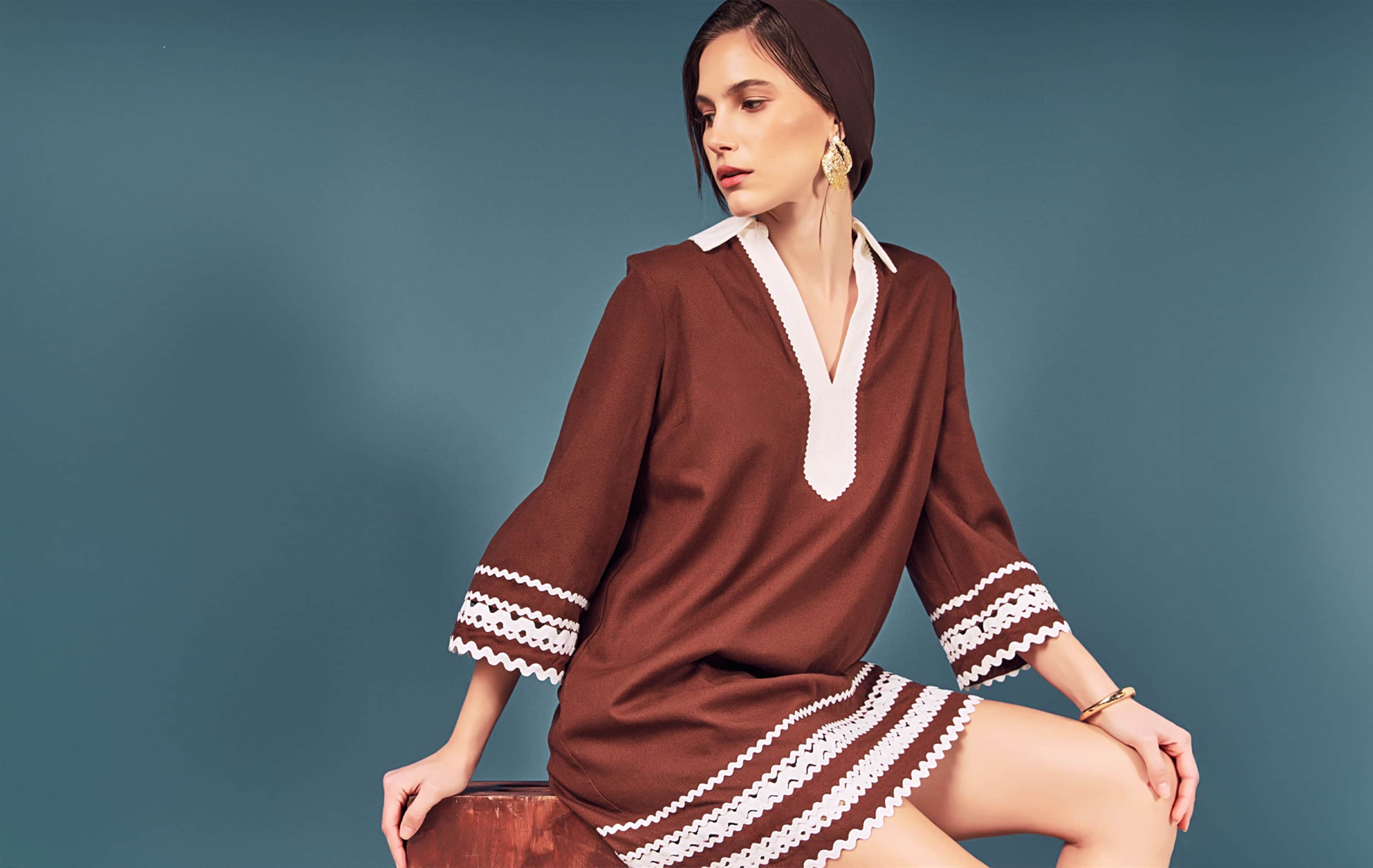 Mixed Media Puffy Short Sleeve Mini Dress – English Factory