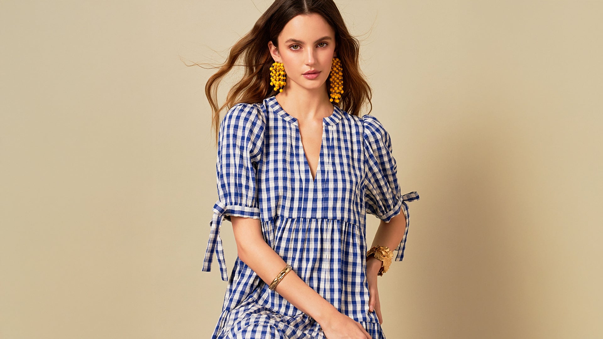 Seersucker Check Midi Dress – English Factory